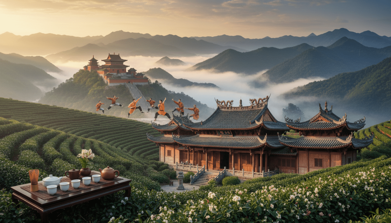 entdecken sie die provinzen fujian und henan mit ihren beeindruckenden tempeln, der faszinierenden teekultur und der legendären shaolin-kampfkunst.